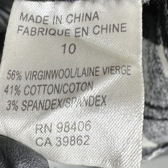 Theory Women 10 Black White Tartan Plaid Button Up Tunic Shirt Virgin Wool Blend - Picture 13 of 15